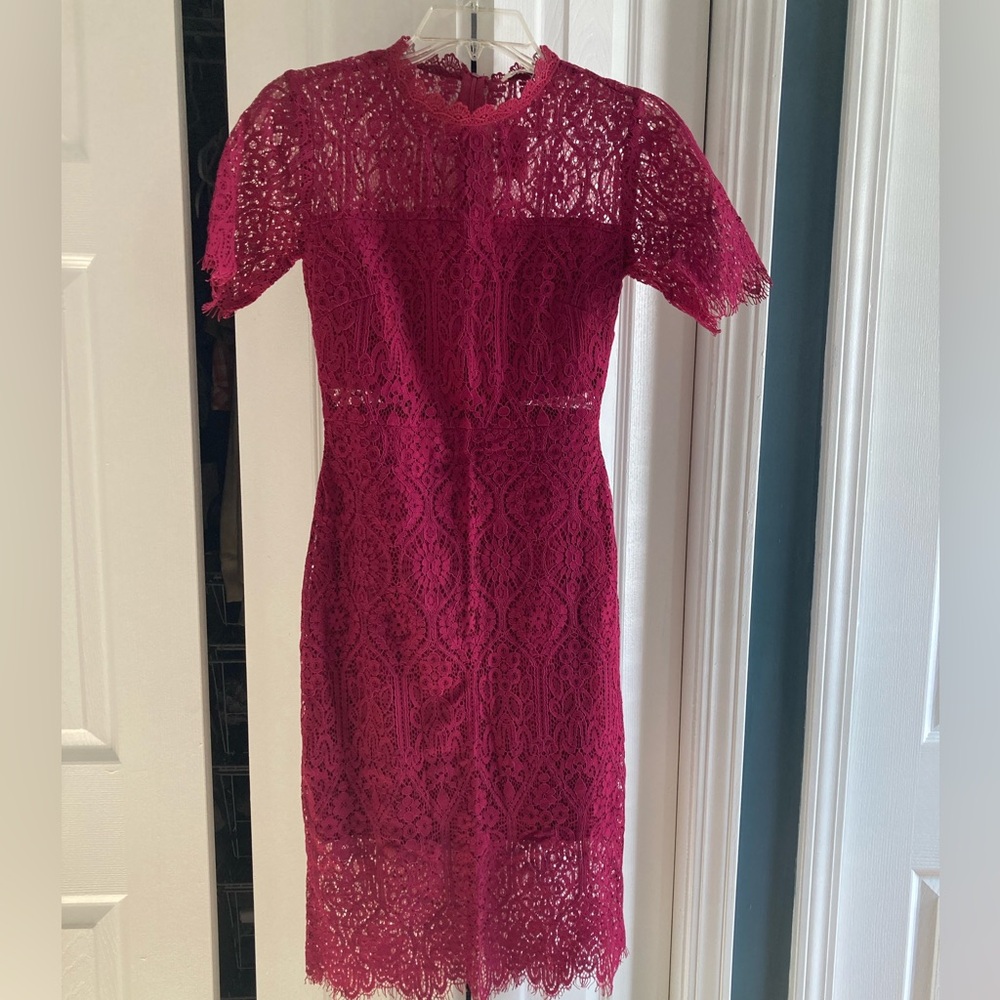 Francesca's Collections Burgundy Lace Midi Dress